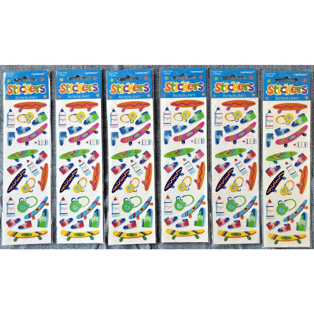 Amscan Skateboard Themed Sticker Sheets Lot of 6 #29